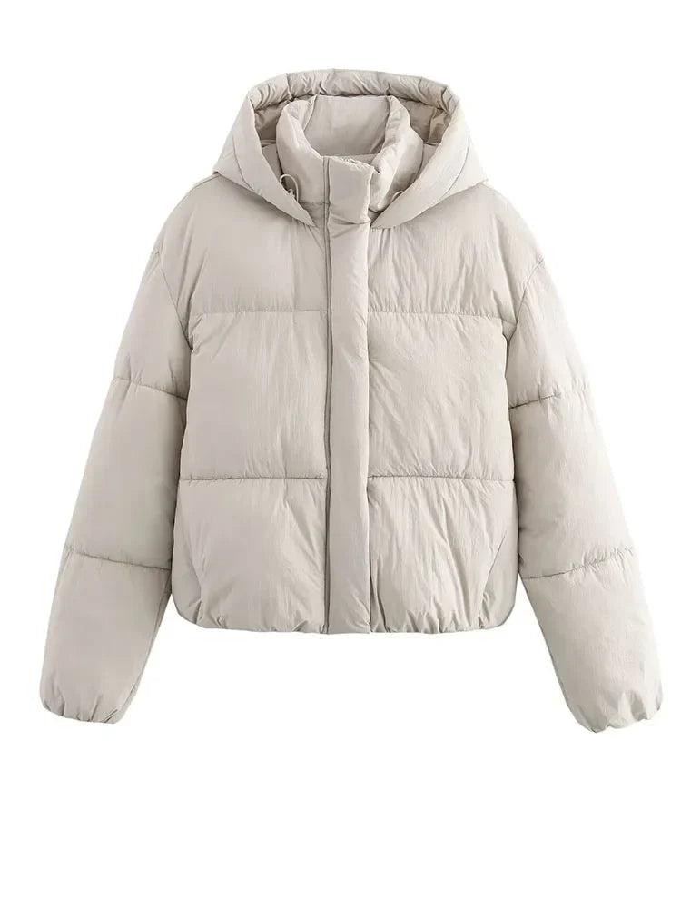 Damen Pufferjacke Kapuze Warm Stepp