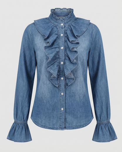 Elegante Damenbluse Rüschen Bluse Weiße Bluse