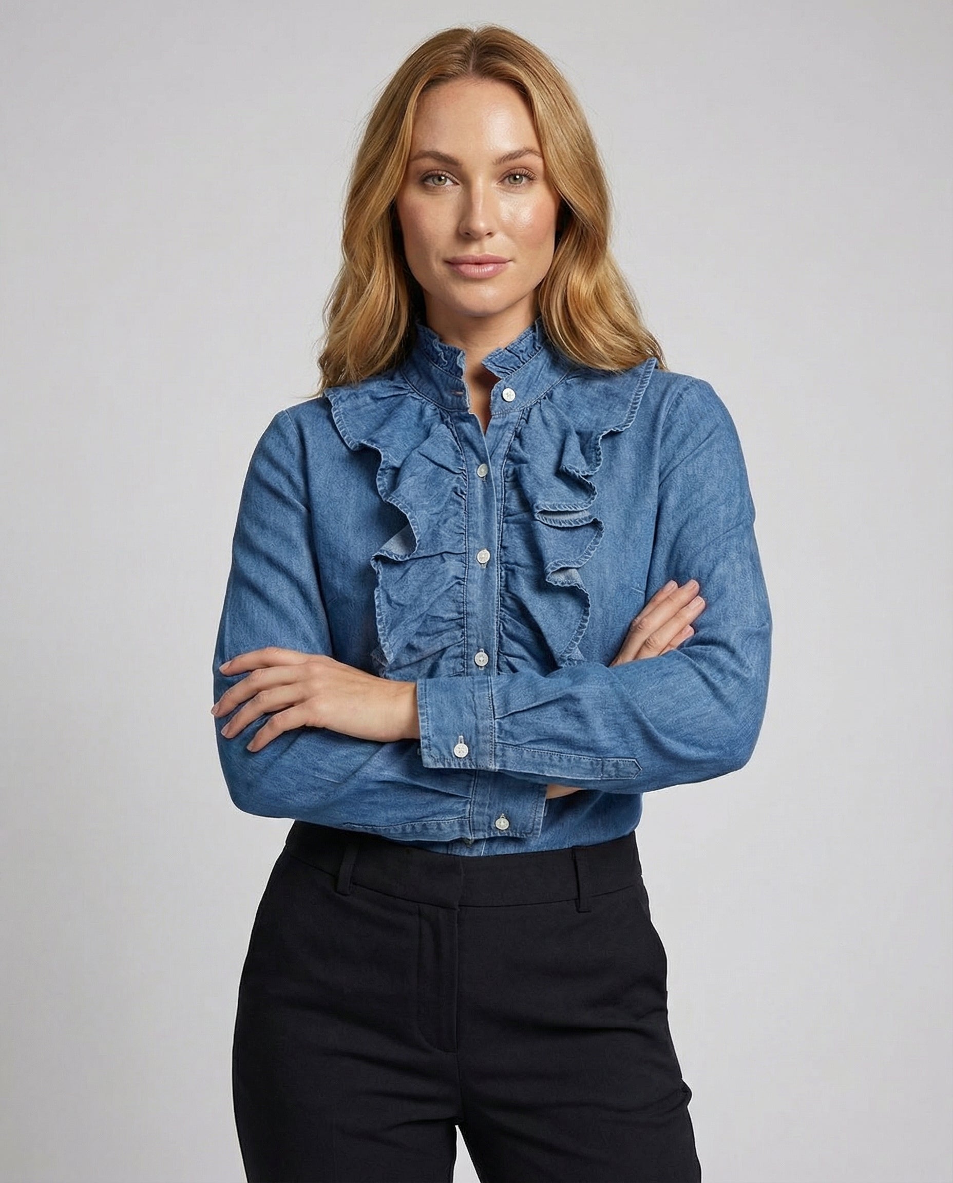 Elegante Damenbluse Rüschen Bluse Weiße Bluse - Eveloria