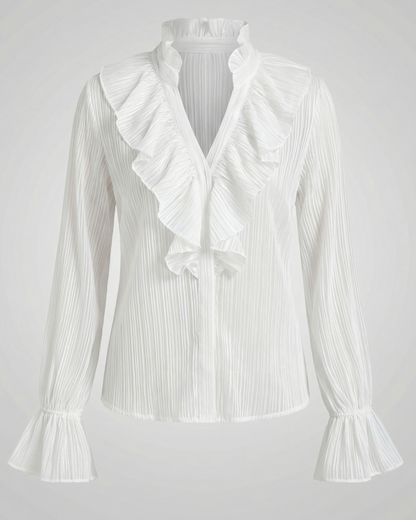 Elegante Damenbluse Rüschen Bluse Weiße Bluse