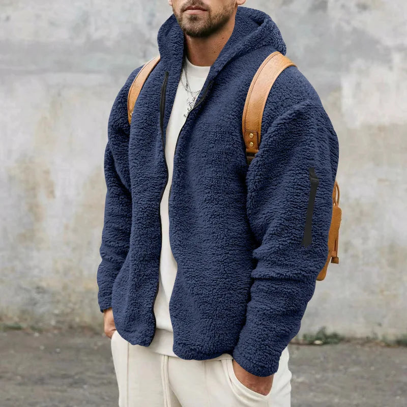 Herren Fleece Winterhoodie Warme Polarfleece Kapuze Schwarz - Eveloria