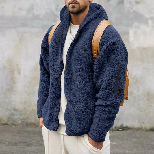 Herren Fleece Winterhoodie Warme Polarfleece Kapuze Schwarz - Eveloria