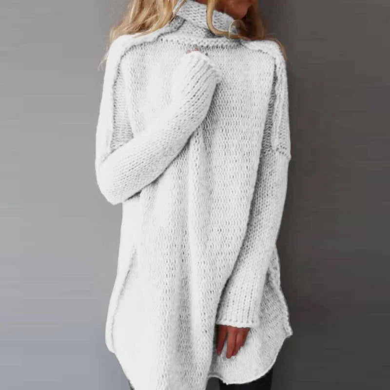 Eveloria Damen Pullover Rollkragen Einfarbig Winter