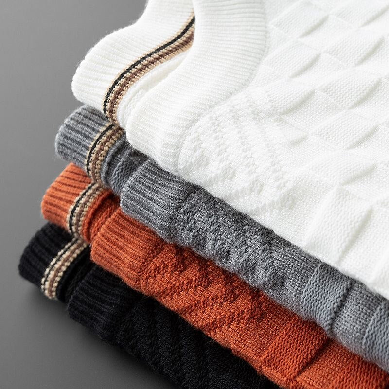 Eveloria Herren Waffelstrick Pullover Rundhalsausschnitt