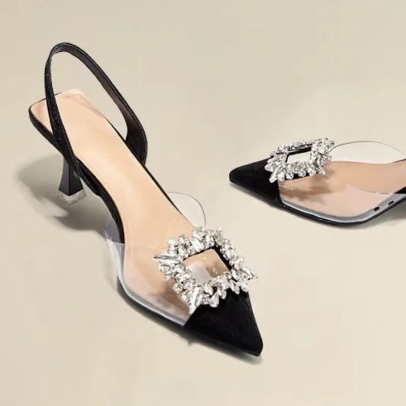 Eveloria Damen High Heels Spitze Transparent