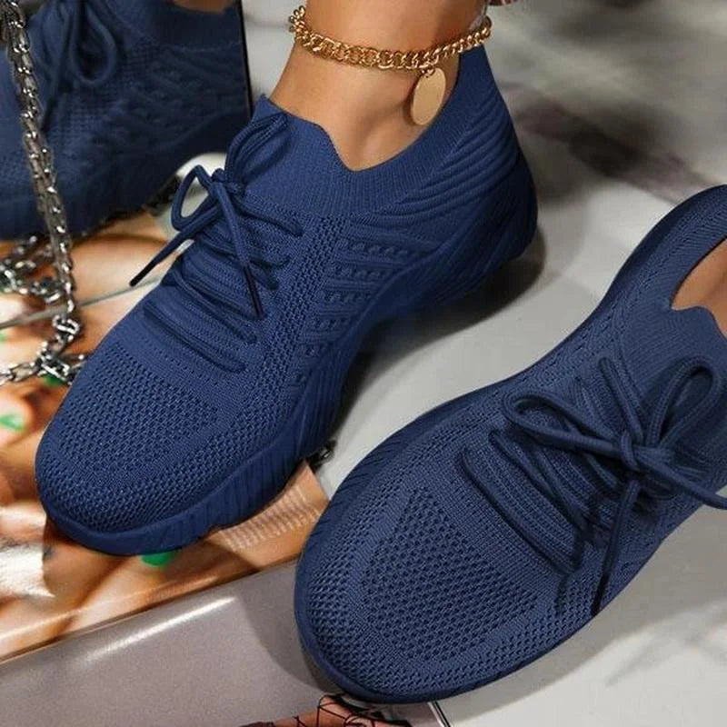 Damen Plateau Sneaker Schnürung Sportlich