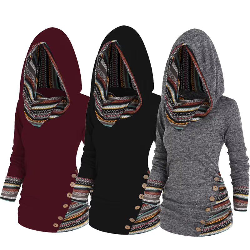 Damen Hoodie Kurz Tribal