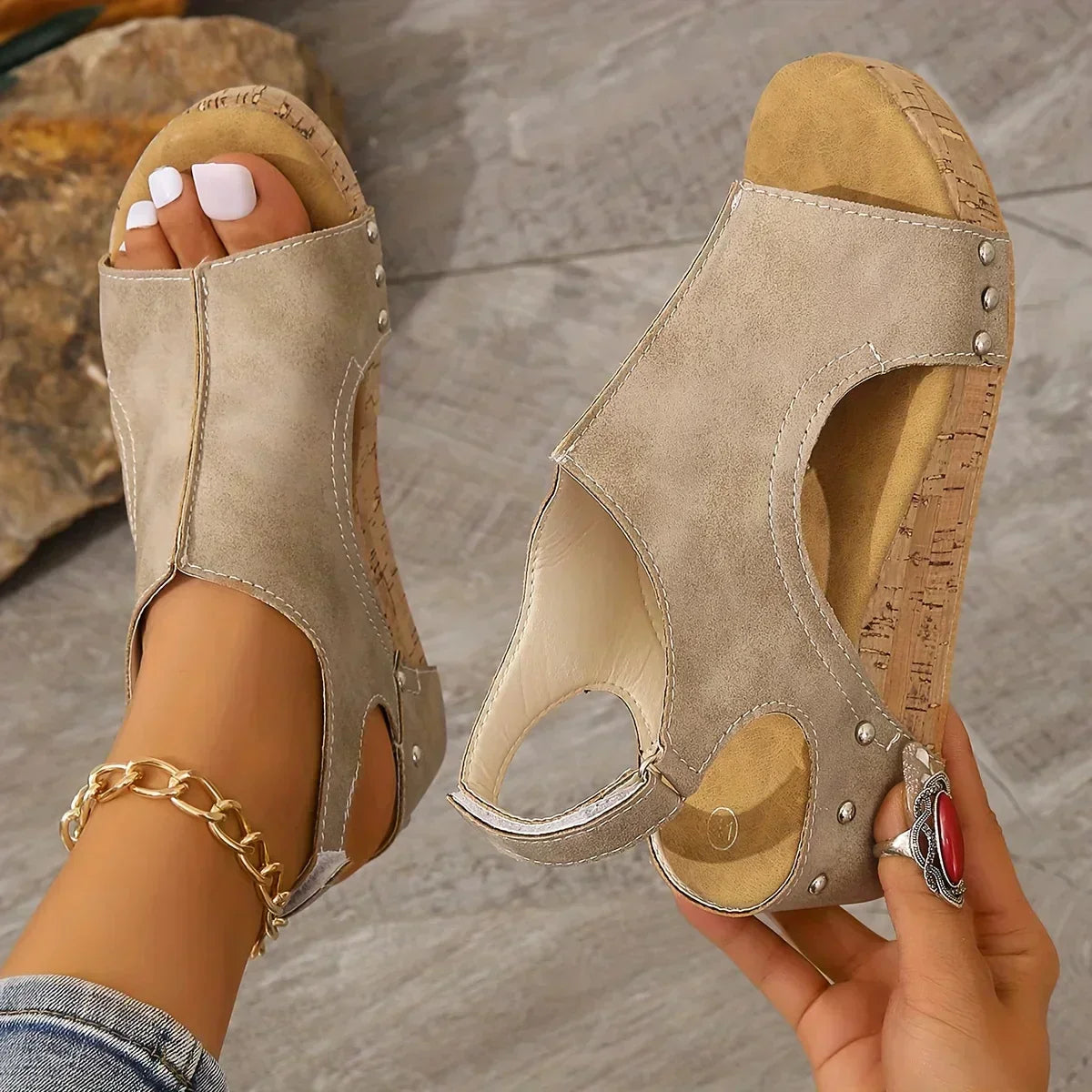 Eveloria Damen Sandalen Malvarrosa Leder