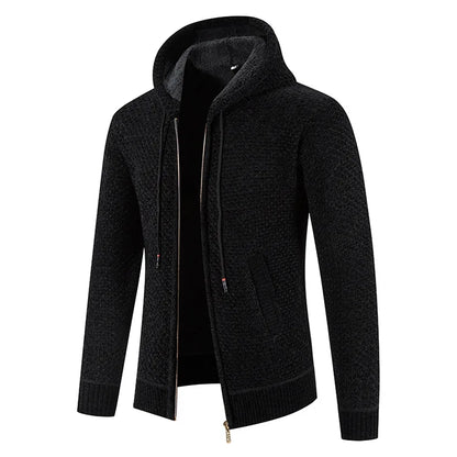 Herren Strickjacke mit Kapuze Reißverschluss