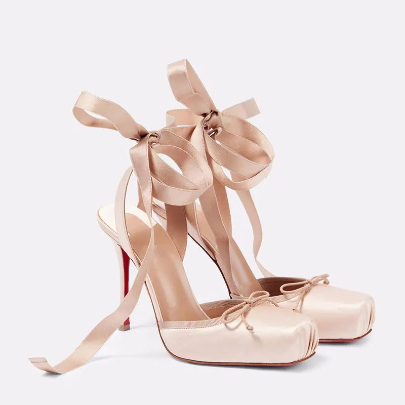 Damen High Heels Quadratische Spitze Ballett Stil - Eveloria