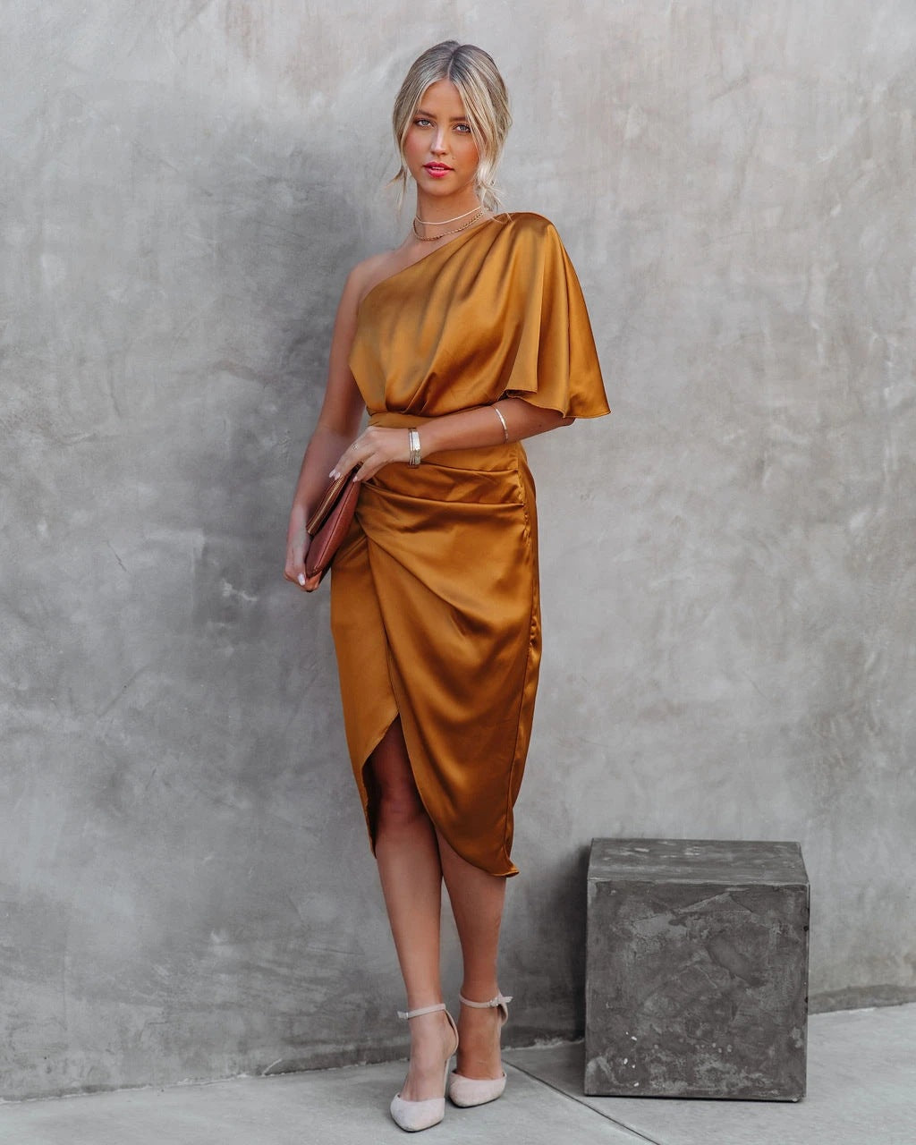 Damen One-Shoulder-Abendkleid Drapierung Elegant