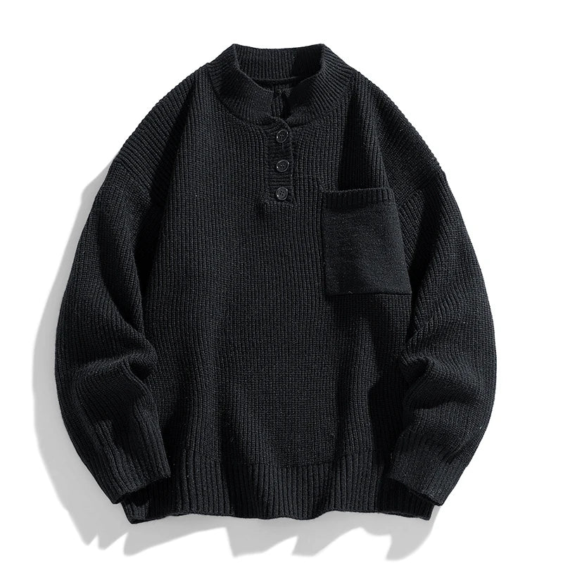 Herren Strickpullover Winter Knopfleiste