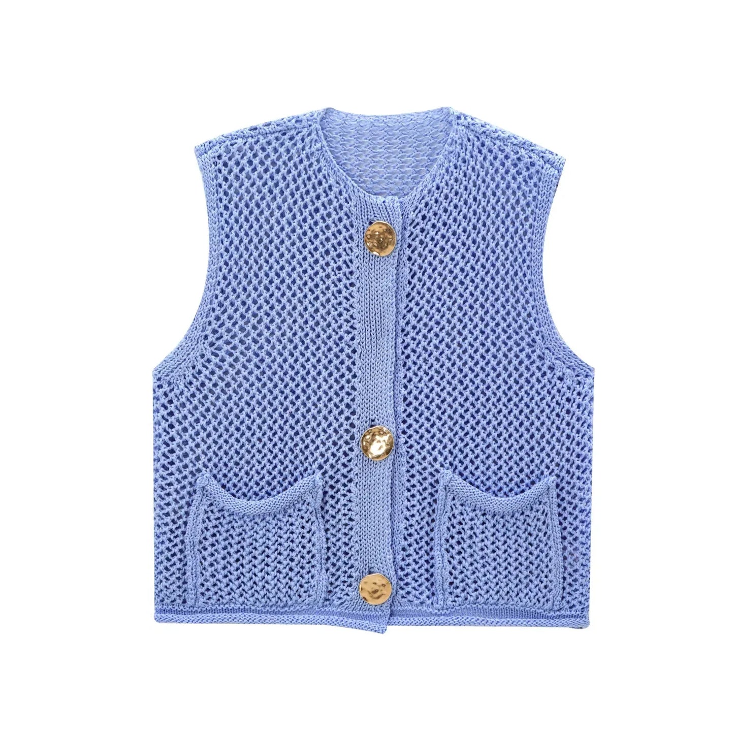 Eveloria Damen Ärmellose Strickweste Mit Knöpfen