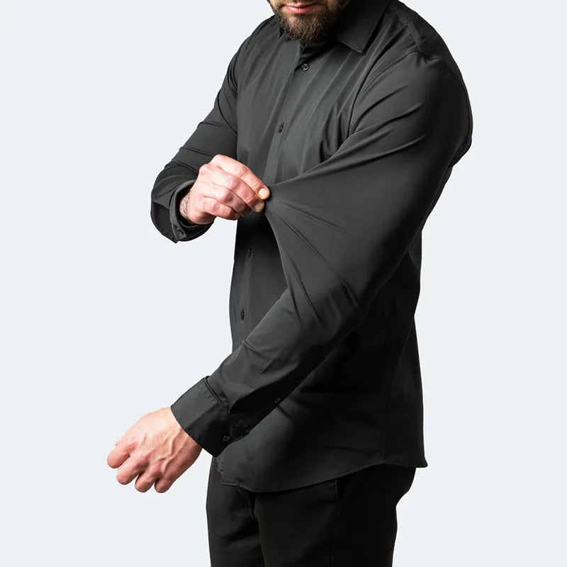 Herren Langarmhemd Elastisch