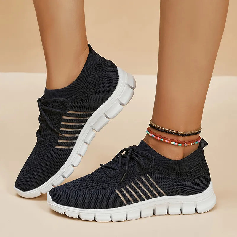 Eveloria Damen Orthopädische Laufschuhe Atmungsaktives Mesh Schwarz - Eveloria