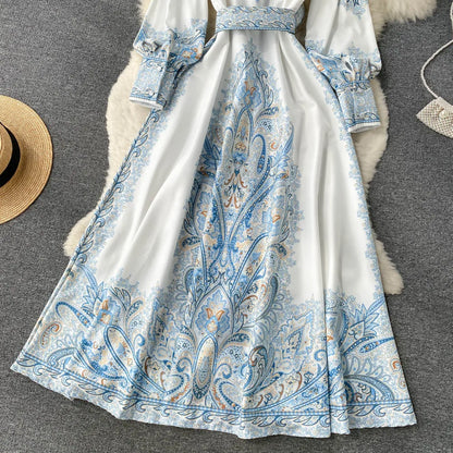 Eveloria Damen A-Linienkleid Gürtel Blumenmuster