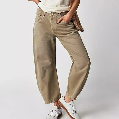 Damen Trendhose Weite Bein Denim