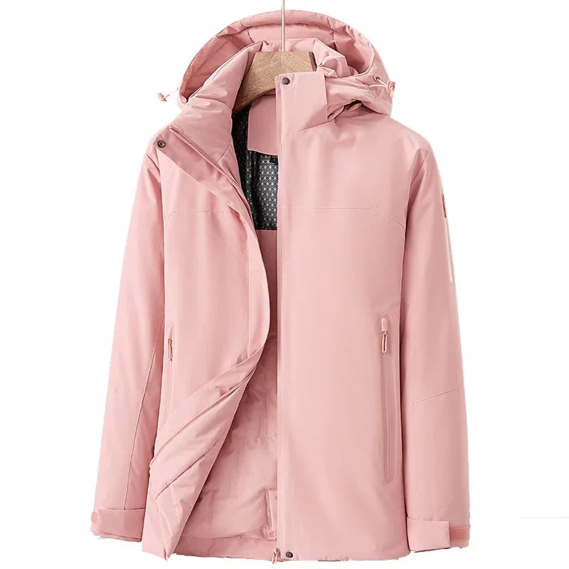 Damen Wasserdichte Winterjacke Fleece-Futter Schwarz - Eveloria