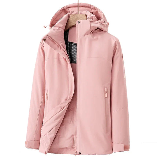 Damen Wasserdichte Winterjacke Fleece-Futter Schwarz - Eveloria