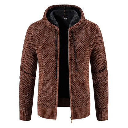 Herren Strickjacke mit Kapuze Reißverschluss