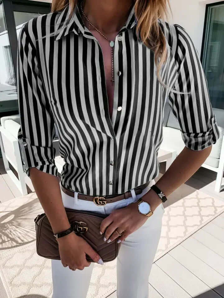 Eveloria Damen Gestreifte Bluse Maritime