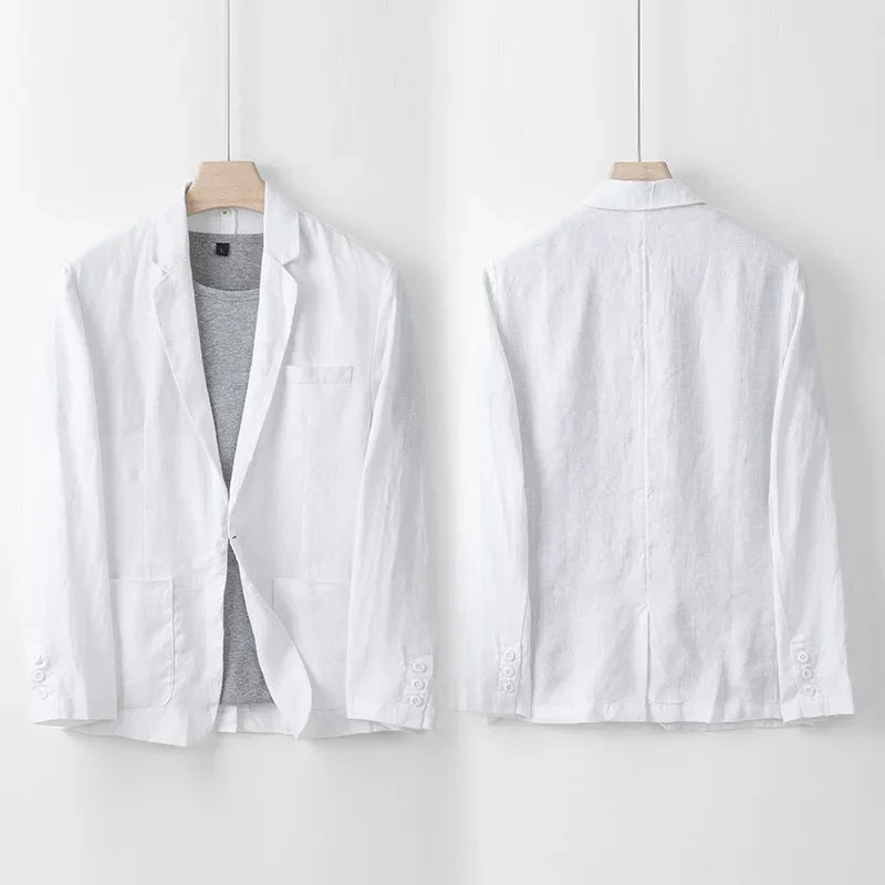 Herren Leinenblazer Leicht Beige