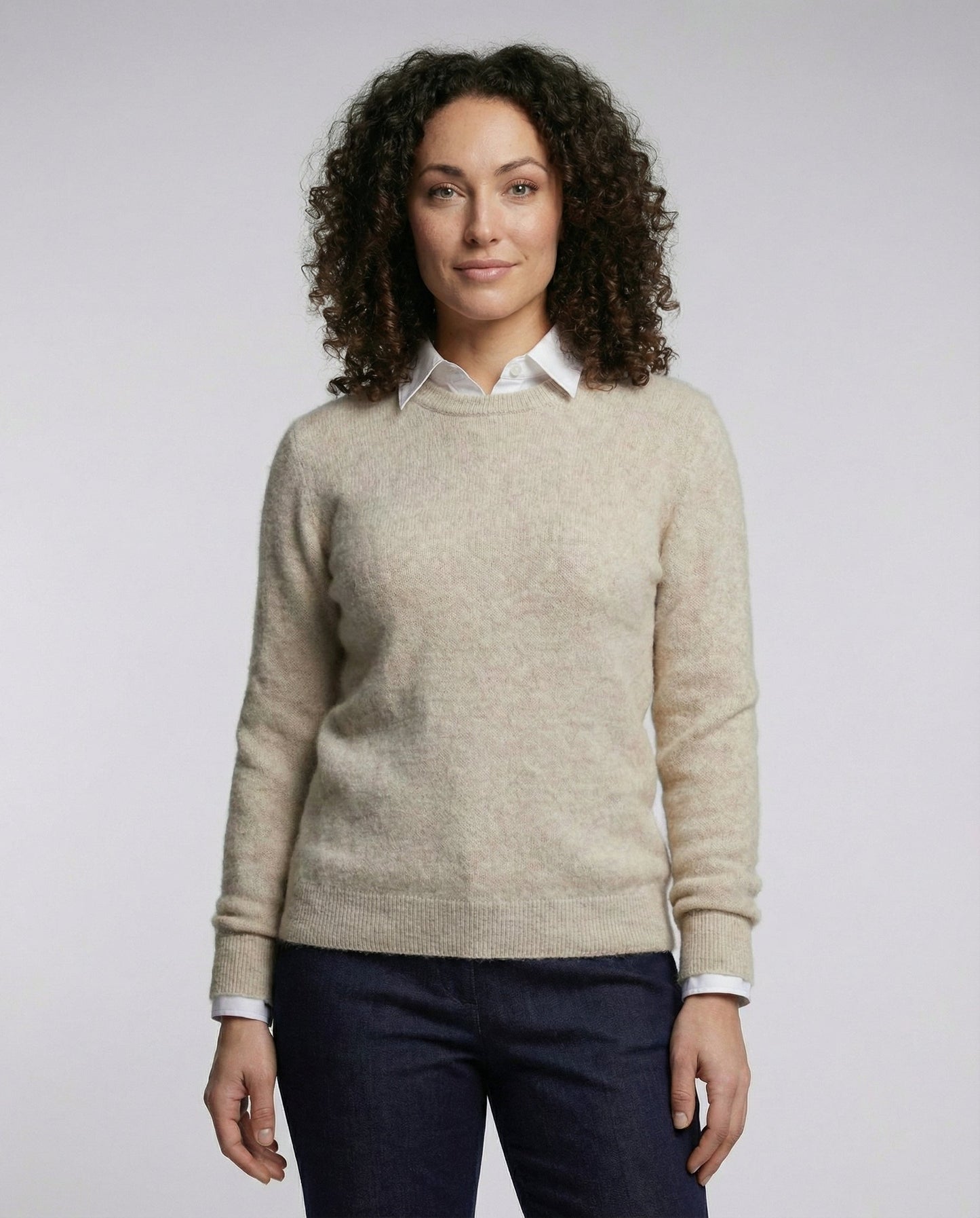 Damen Kaschmirpullover Elegantes Design Beige - Eveloria
