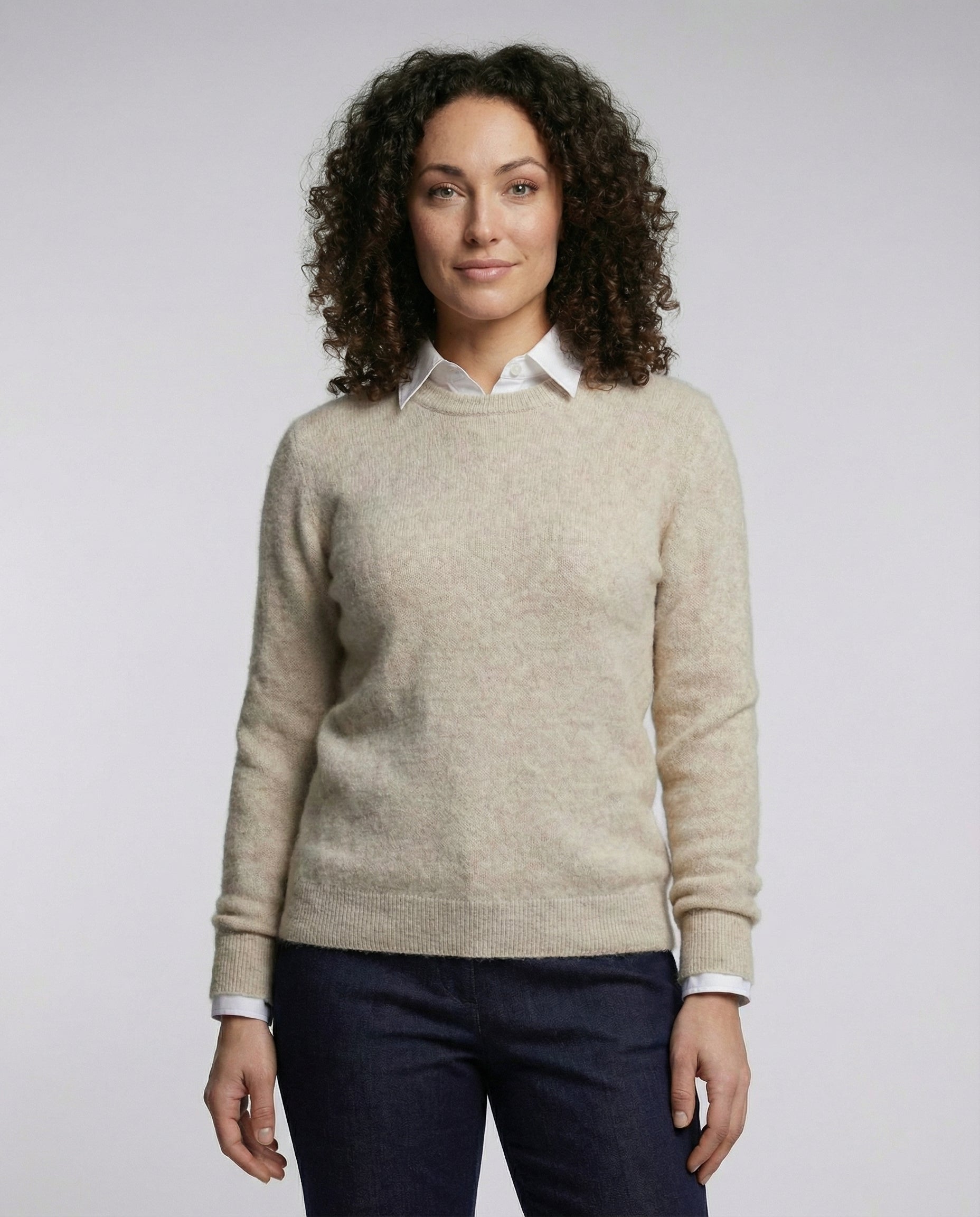 Damen Kaschmirpullover Elegantes Design Beige - Eveloria