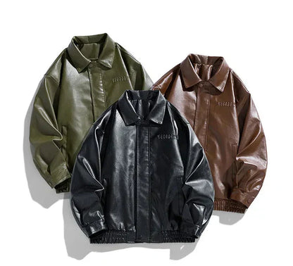 Herren Oversize Jacke Kunstleder Modern Streetstyle