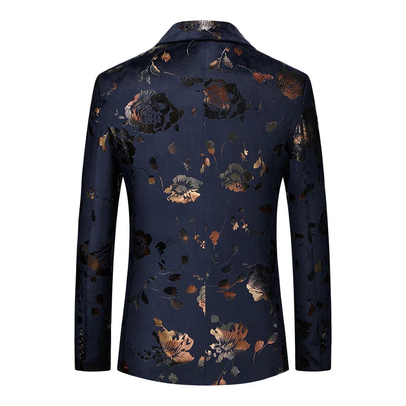 Herren Blazer Floralmuster Wollblazer Anthrazit