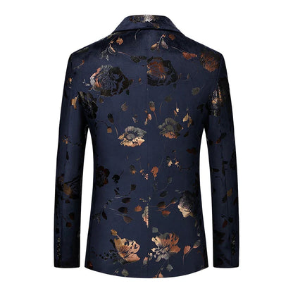Herren Blazer Floralmuster Wollblazer Anthrazit