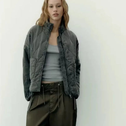 Damen Winterjacke Kuschelig Übergangsjacke mit Taschen