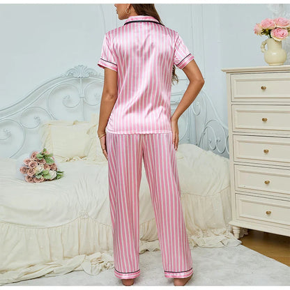 Damen Pyjama Set Zweiteiler Gestreift