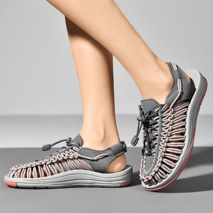 Herren Strandsandalen Runde Zehenpartie Leder Braun