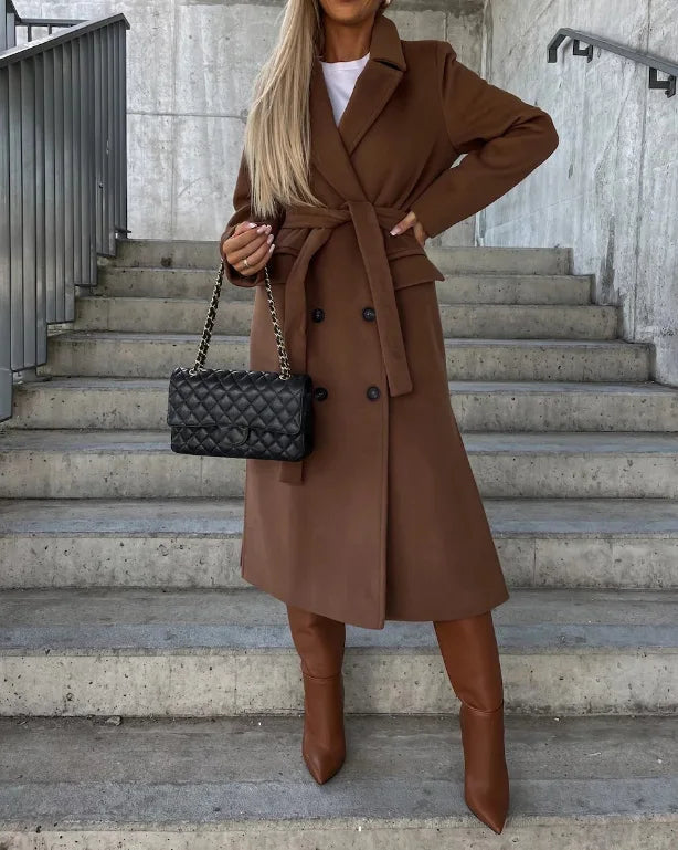 Damen Trenchcoat Langärmelig Knopfleiste