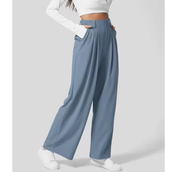Damen Sommerhose Weitbein Hochtailliert