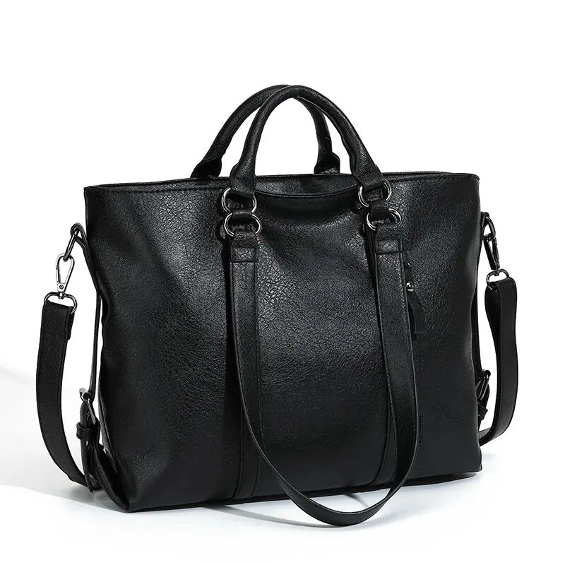 Damen Vintage Tote Tasche Große Kapazität Leder Braun - Eveloria