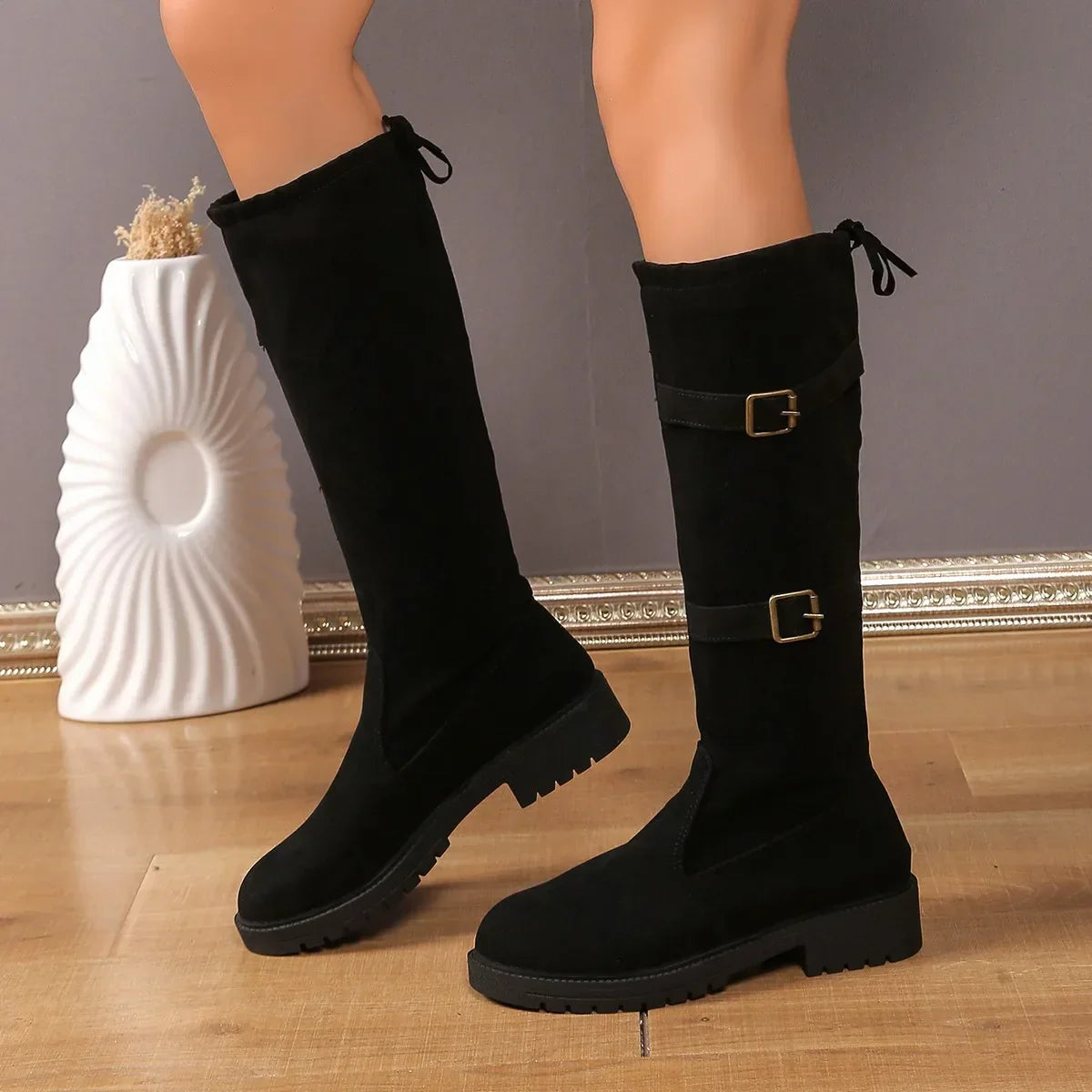 Damen Stiefel Niedriger Absatz Klassisch