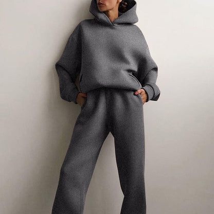 Damen Jogging-Set Oversized Weiche Baumwolle Kapuze Elastisch