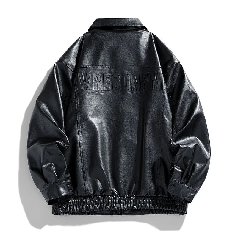 Herren Oversize Jacke Kunstleder Modern Streetstyle