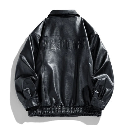Herren Oversize Jacke Kunstleder Modern Streetstyle