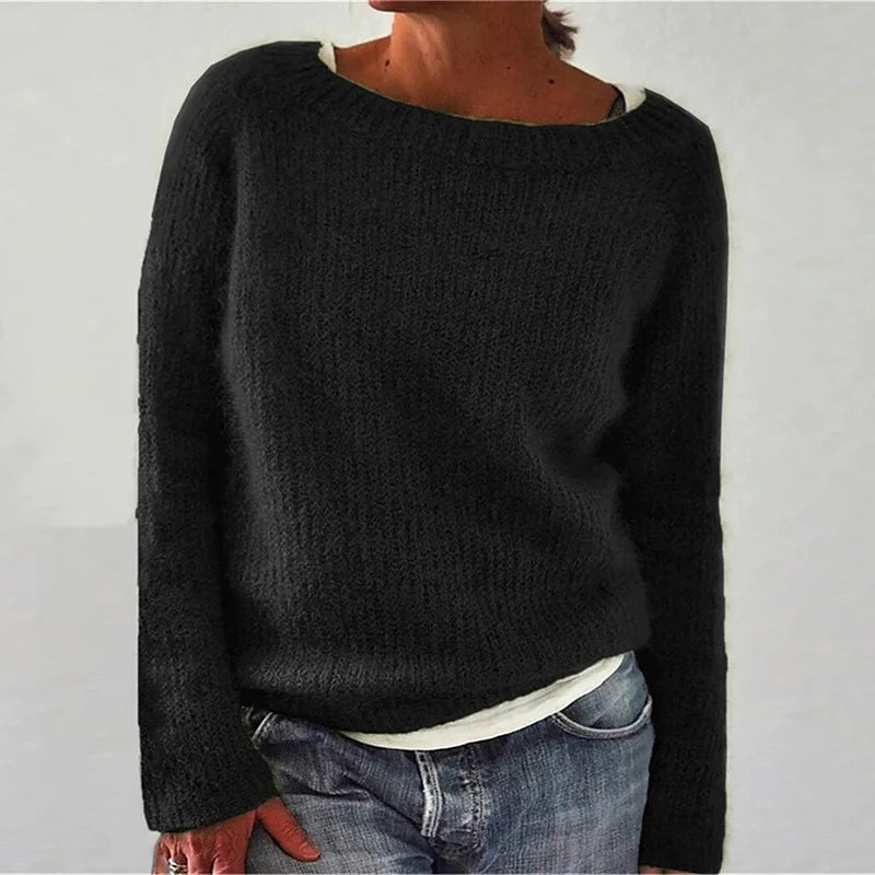 Damen Norweger Pullover Rundhals Baumwolle Warm Beige - Eveloria