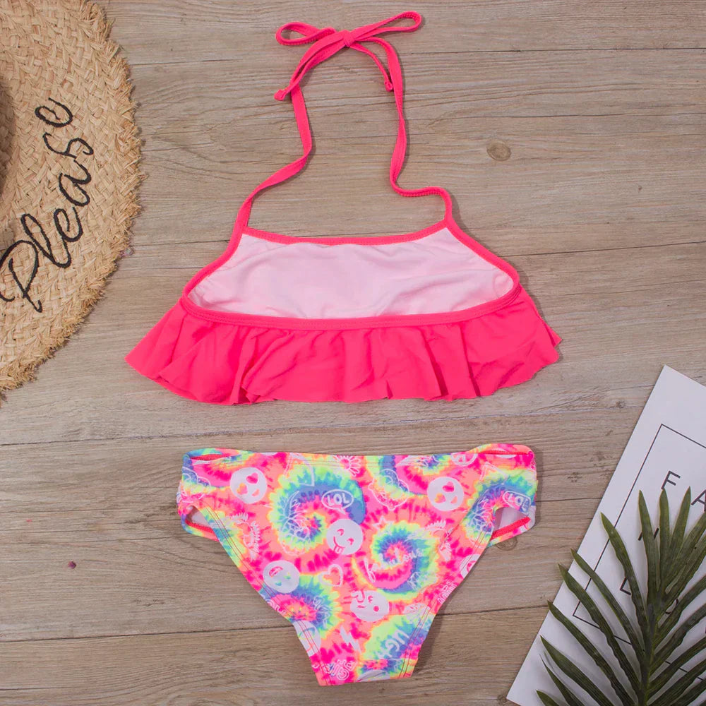 Mädchen Badeanzug Bikini Set 5-14 Jahre Falbala Schwimmanzug - Eveloria