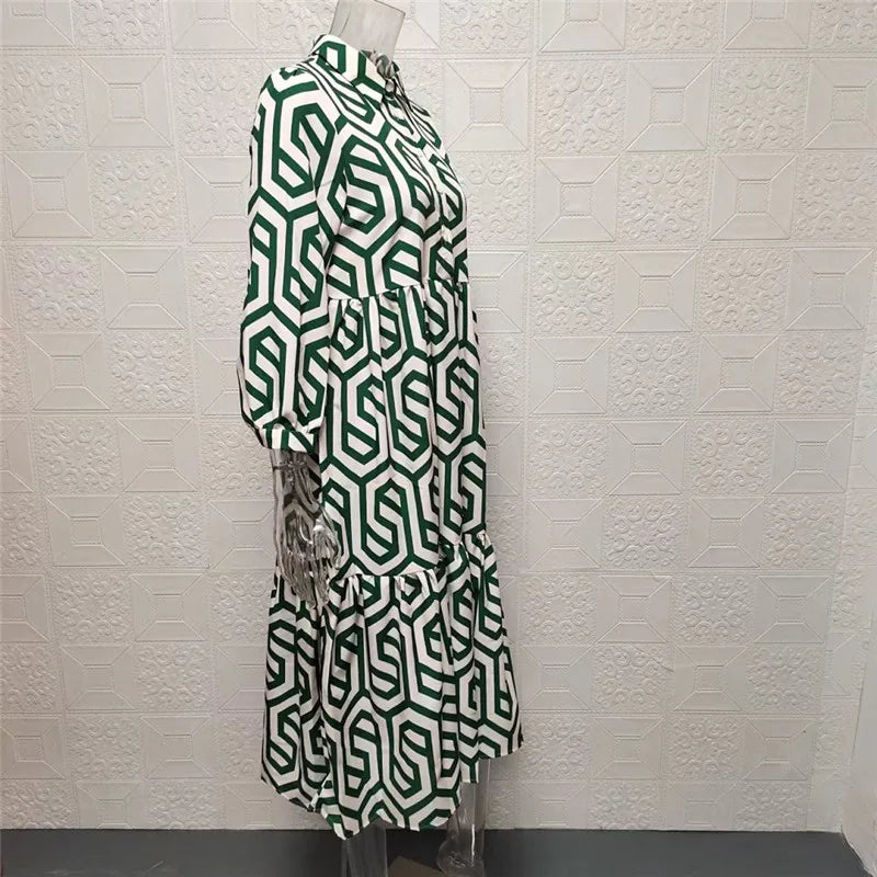 Eveloria Damen Langärmliges Kleid Geometrisches Muster