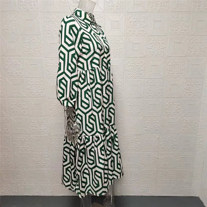 Eveloria Damen Langärmliges Kleid Geometrisches Muster