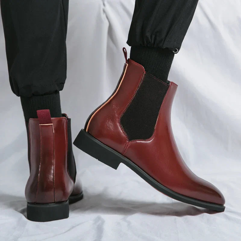 Herren Chelsea Boots mit roter Sohle Klassisches Design Schwarz - Eveloria