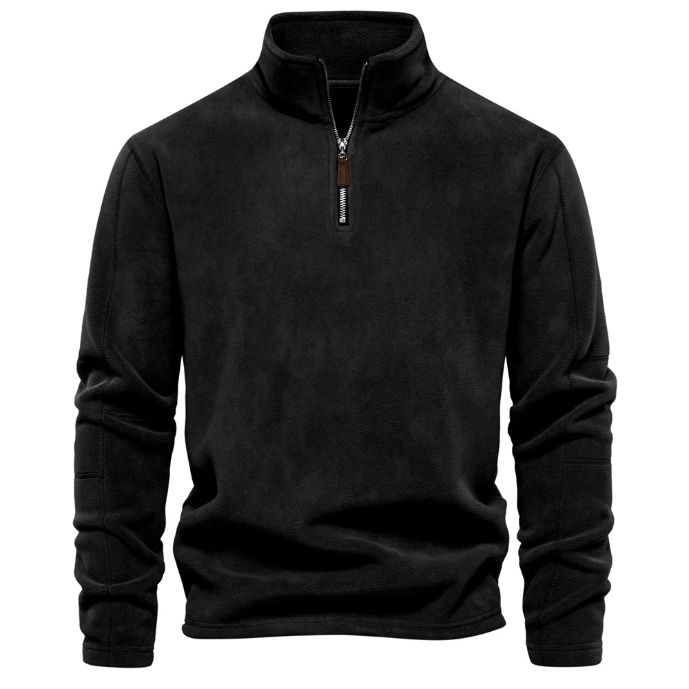 Herren Fleece Rollkragenpullover Warm Beige