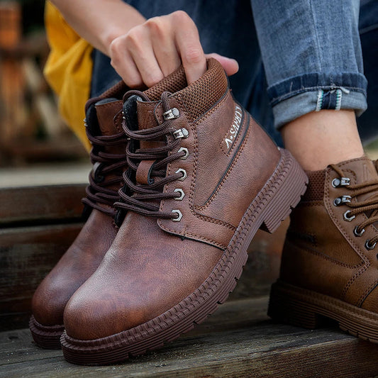 Herren Sicherheitsboots Wasserdicht Stahlkappe Braun - Eveloria