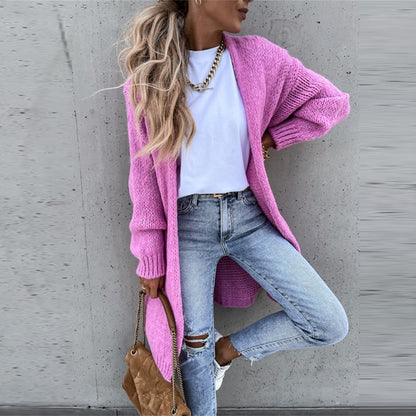 Eveloria Damen Langjacke Gestrickt Beige