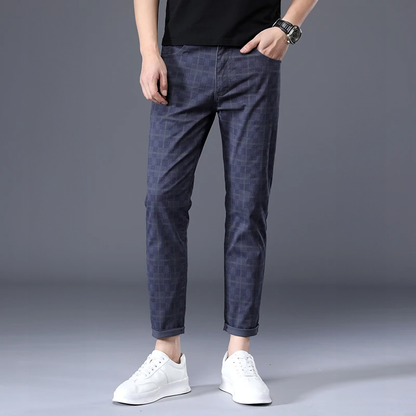 Herren Slim Fit Hosen Kariert Freizeit